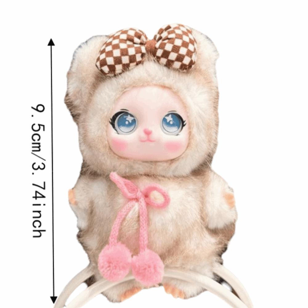 Plush Material Vinyl Face Doll Pendant Cute Design Rabbit Cat Plush Doll Birthday Xmas Gift