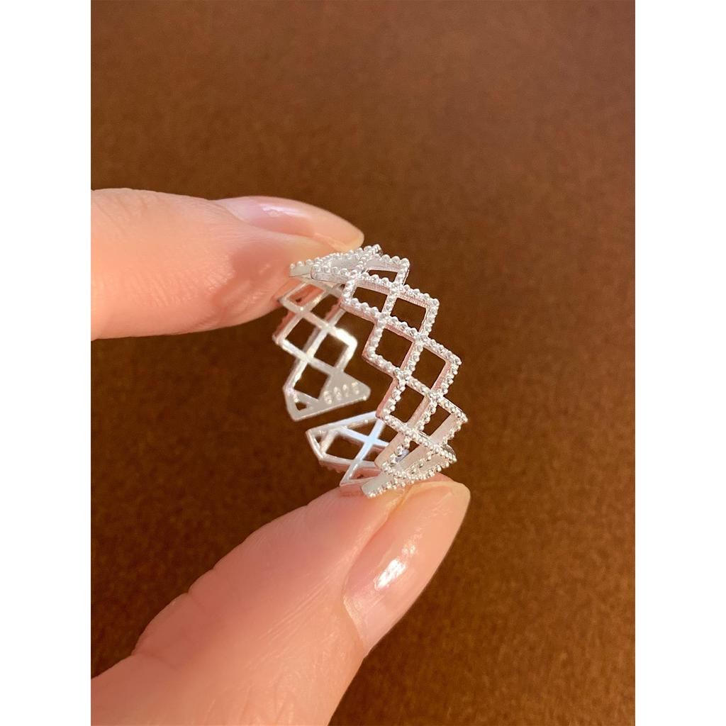 S925 Sterling Silver Korean Style Adjustable Open Ring for Women - Niche Light Luxury Trendy Colorfast High-End Feel