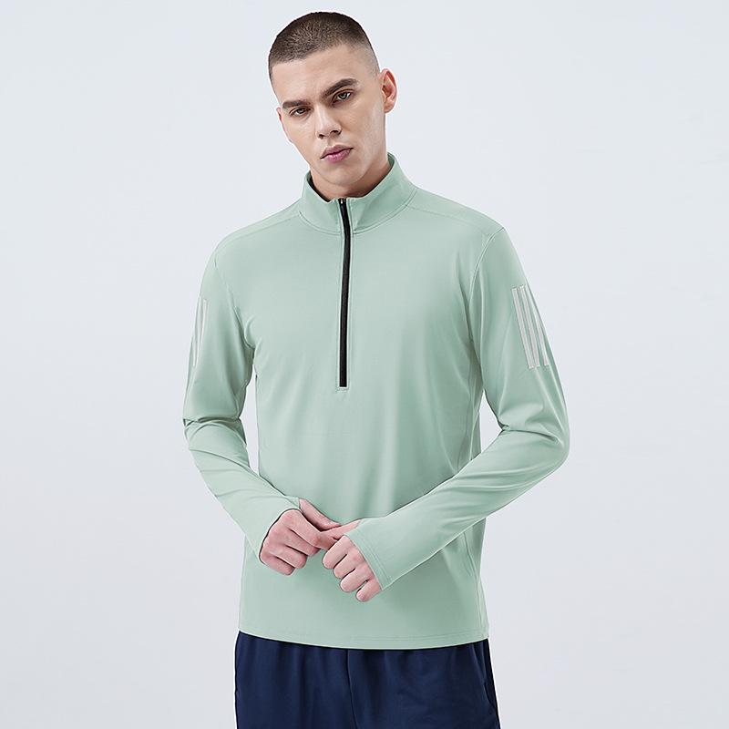 Men's Quick-Dry Elastic Long Sleeve Training Sweatshirt with Stand Collar and Half Zip