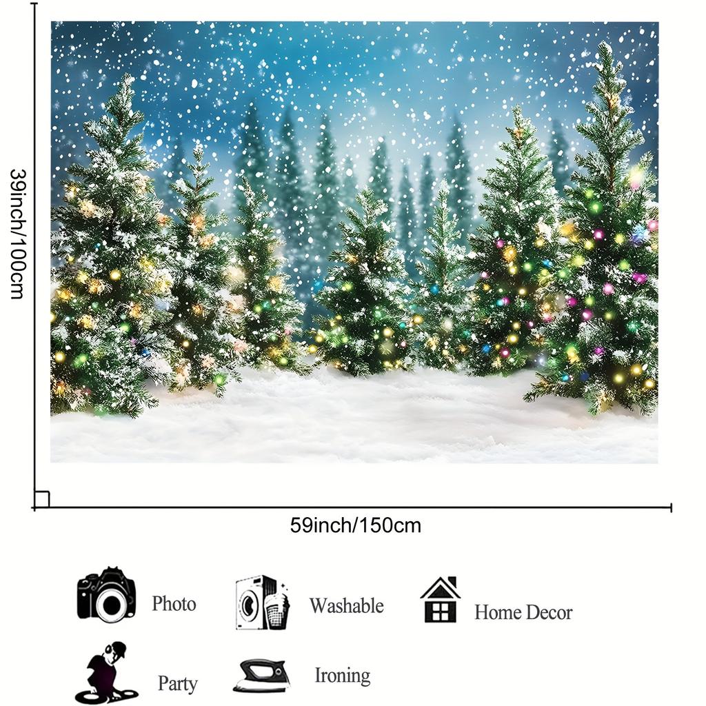 2D Snow Landscape Forest Christmas Background Cloth Indoor and Outdoor Christmas Activity Photography Background