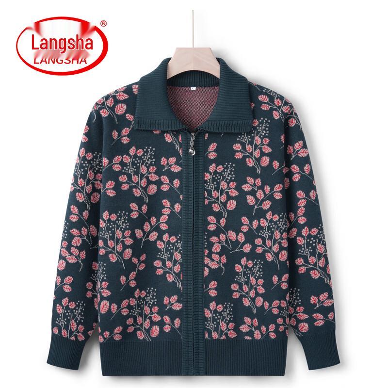 LangSha Women s Zipper Cardigan Sweater L