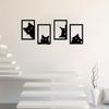 Four Piece Black Metal Cat Wall Art, Modern Animal Silhouette Sculpture Decor for Home Office Cafe