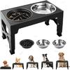 Dog Feeder with Double Stainless Steel Pet Food Water Bowls Pet Dog Bowls Adjustable Raised Stand for Small Medium Large Dogs
