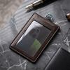 Leather Work ID Badge Holder with Foldable Magnetic Closure