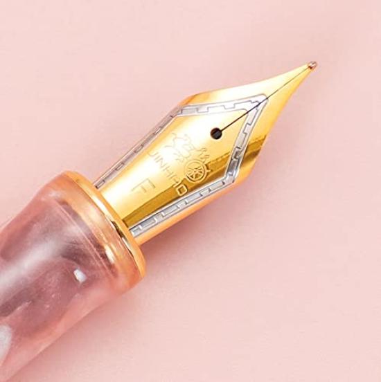 JINHAO Stilou, Placat cu aur roz, Nib fin, Scriere lină, Stilou clasic, cu convertor de cerneală (Praf)