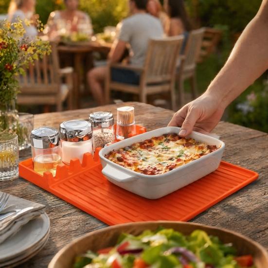 Silicone Barbeque Tool Mat, Food-Grade Heat Resistant Grill Mat, Non-Slip Easy Cleaning Spatula Mat, for Outdoor Grill Kitchen Counter