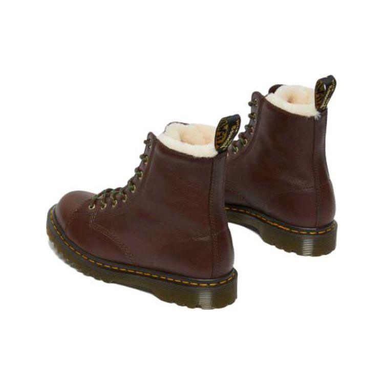 Dr. Martens Barton Wool Lined Leather Versatile Martin Boots Women boots Red-Brown 26873264
