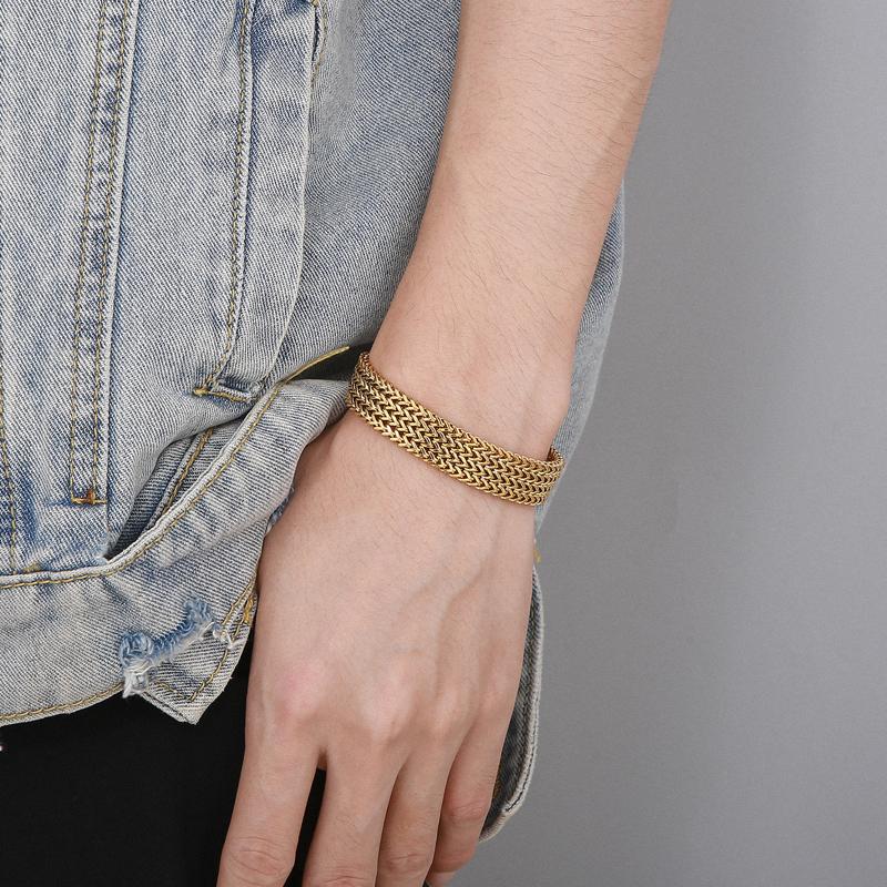 Bransoletka Męska Łańcuszek Tenisowy z Siatki 13 mm Stal Nierdzewna Modny Prezent