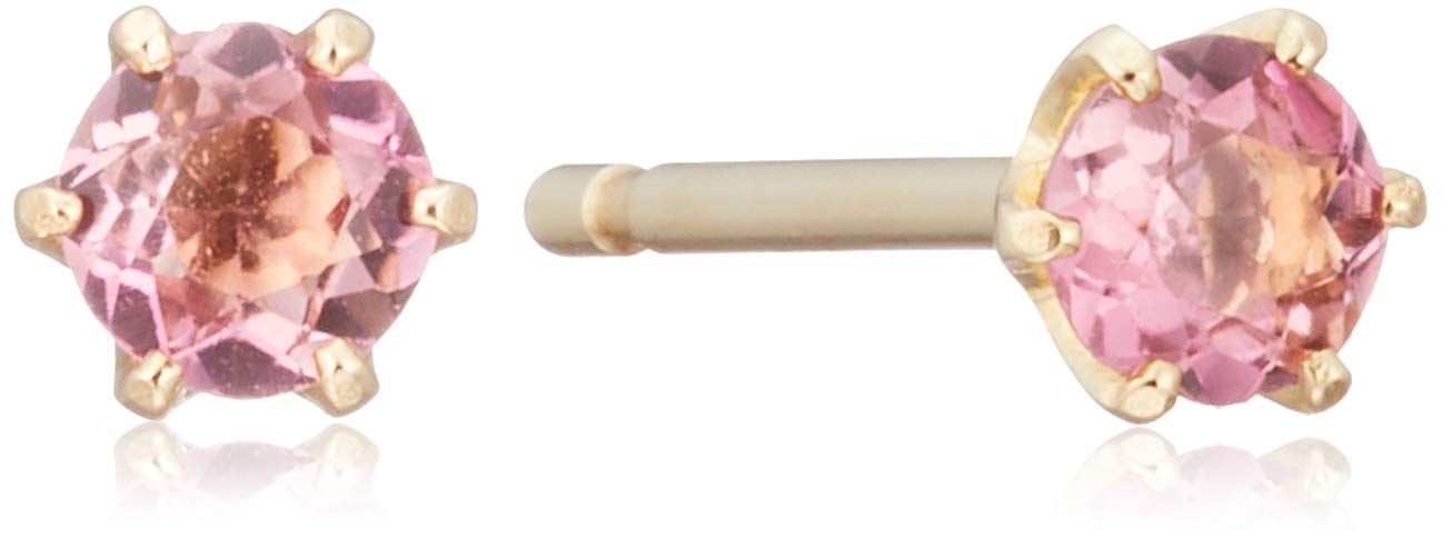 

[Amazon.co.jp Exclusive] Stellar.J Birthstone Pink Tourmaline Stud Earrings in 10K Yellow Gold (DS_0301J_-11)