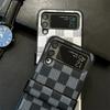Checkerboard Retro Suitable for Samsung Zflip3/4 Mobile Phone Case Folding Screen Fashionable Flip Anti-fall Protection Case