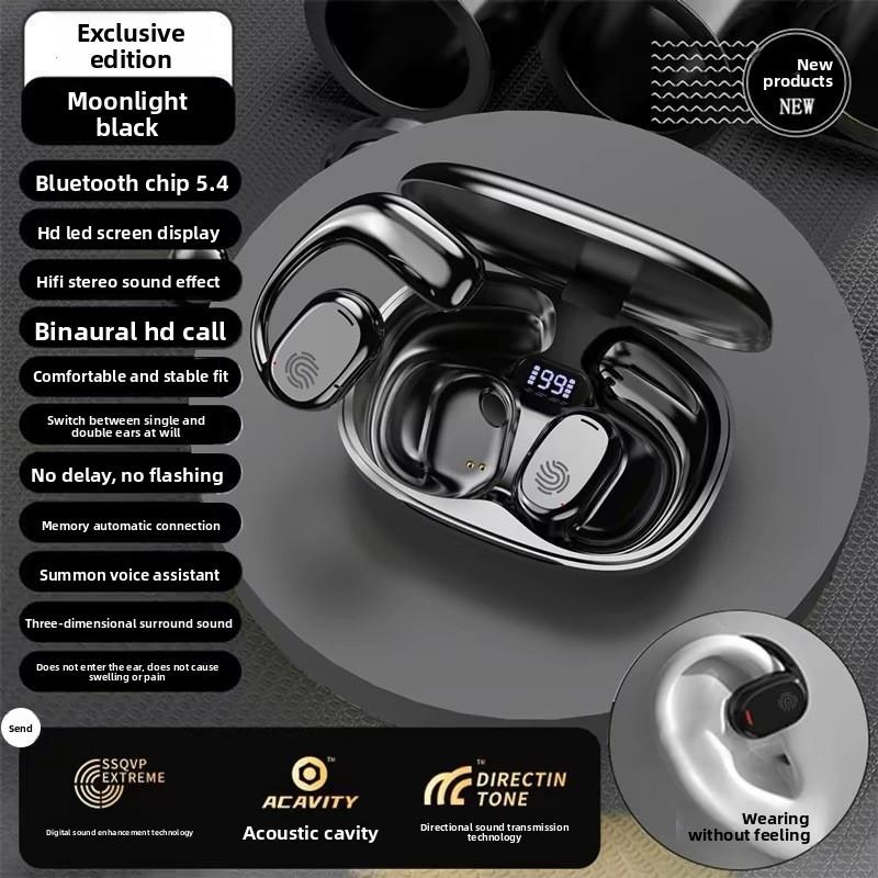 2024 New Bone Conduction Ear-hook Wireless Bluetooth Earphones for Sports Running Universal High-end Noise Cancelling Long Battery Life