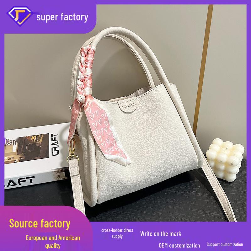 

2024 Spring/Summer Women s Retro Casual Shoulder Crossbody Bucket Bag хакі