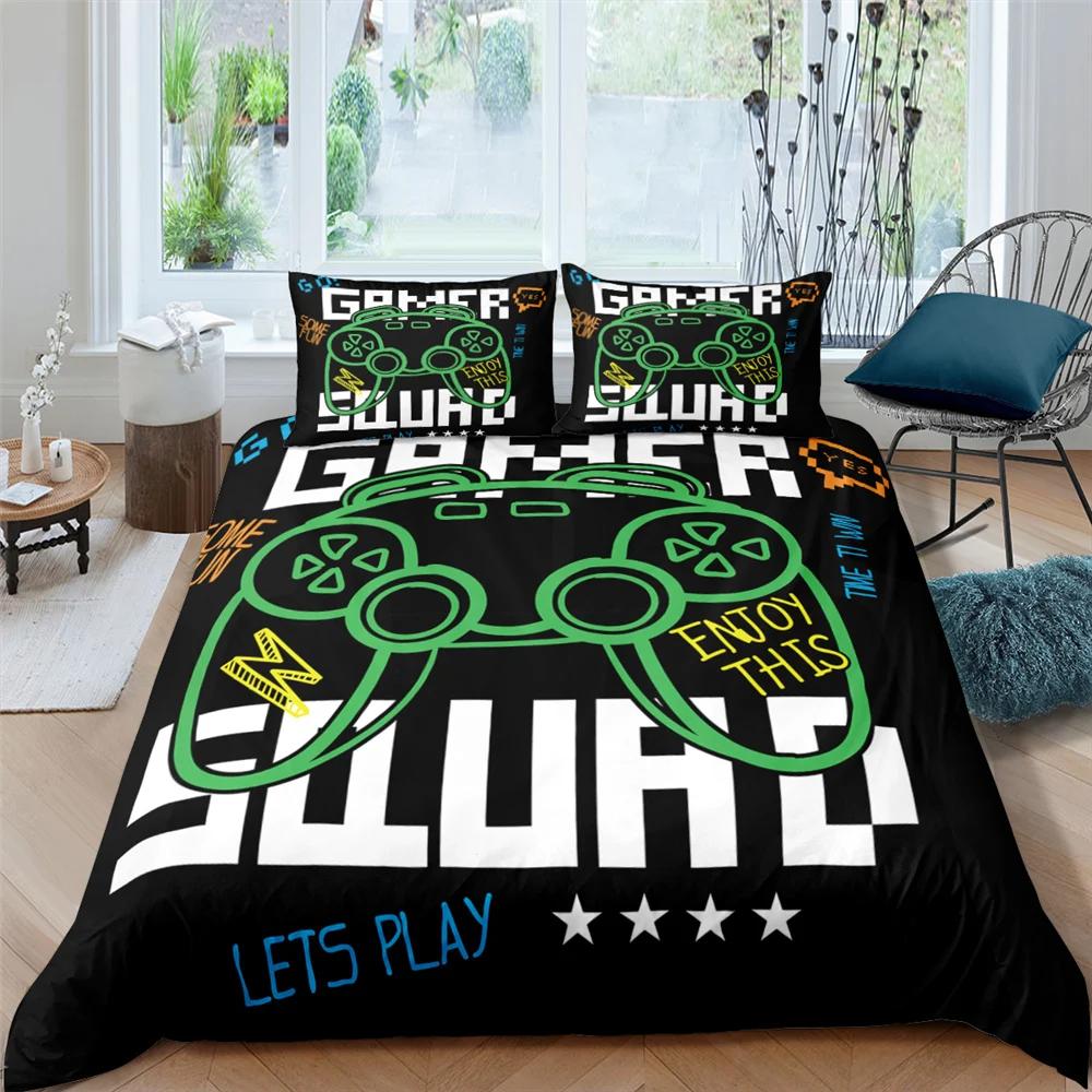 3D Gamepad King Queen Duvet Cover Game Theme Bedding Set For Teens Adults Youth Gamer Bedroom Decor 2/3Pcs Polyester Quilt Cover