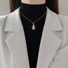 Light Luxury Cherry Flower Zircon Jewelry Sets Stainless Steel Chains Geometric Pendant Necklace Earrings Gifts For Women Girls