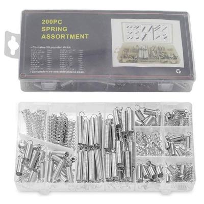 200PCS Mixed Size Compression Spring Kit Boxed Stainless Steel Assortment Spring Set Silver DIY Accessories Tension Spring Kit