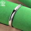 New Style 925 Sterling Silver Smooth Round Opening Adjustable Bangle Women's Birthday Party Gift Simple Jewelry Accessories