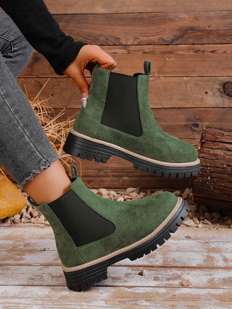 Fashion Women's Round-Toe Low-Top Boots Large-Sized Sleeve Fashion Short Boot for Spring And Autumn