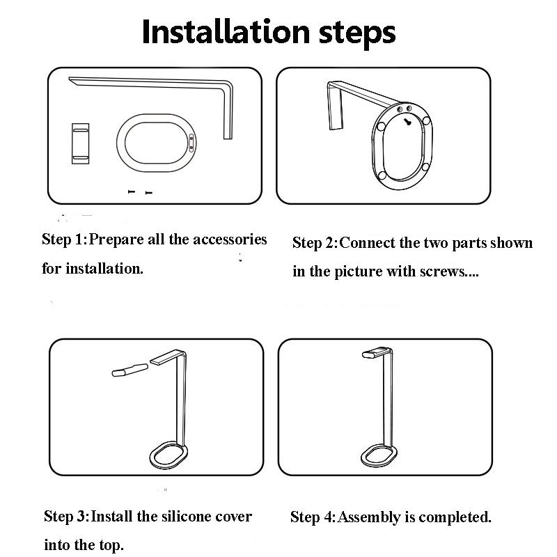 Universal Headphones Stand Aluminum Alloy+Silicone Gaming Headset Bracket Desktop Display Shelf with Anti-slip Base Space Saving