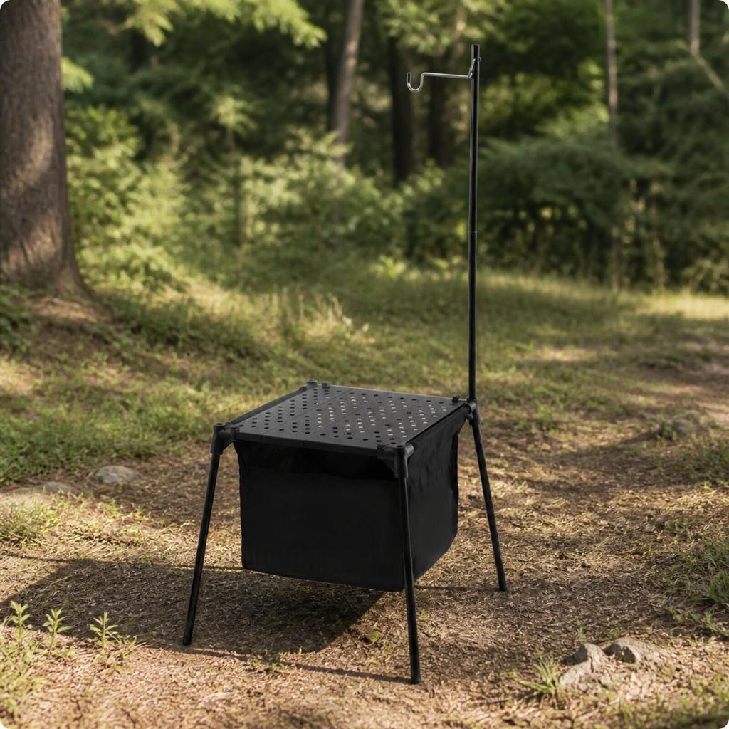Aluminum Folding Camp Table Foldable Camping with Storage Compartment