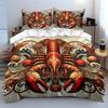 Lobster Decor Set for Nautical Themes Bedding Set with 1 Duvet Cover 2 Pillowcases Single Double King Queen Gift