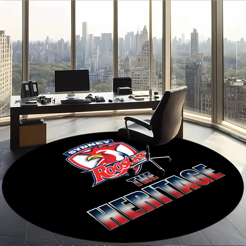 Sydney Roosters (1) Runder Büroteppich Dekorativer Bodenteppich für Büro Schlafzimmer Wohnzimmer und Wohnbereich