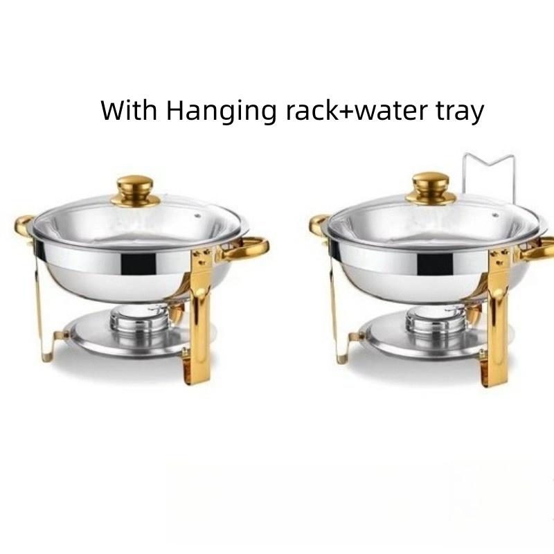 Alcohol Stove Large Capacity Circular Gold-plated Insulated Heating Furnace Hotel Restaurant Stainless Steel Buffet Stove