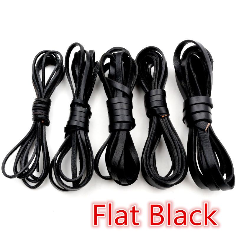 2m/lot 2/3/4/5/6/8mm Genuine Cow Leather Flat Strand Thong Cord DIY Bracelet Findings Rope String For Jewelry Making Accessories