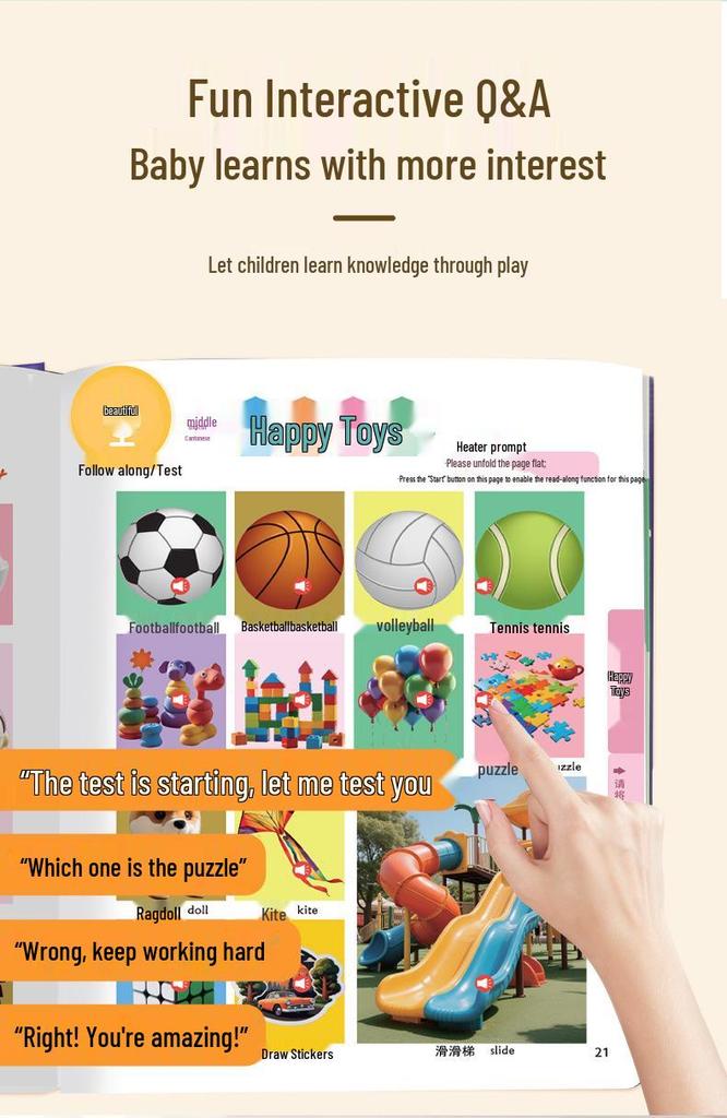 Interactive Audiobook Learning Toy for Children 0-9 Years - Educational Point-and-Read Tool