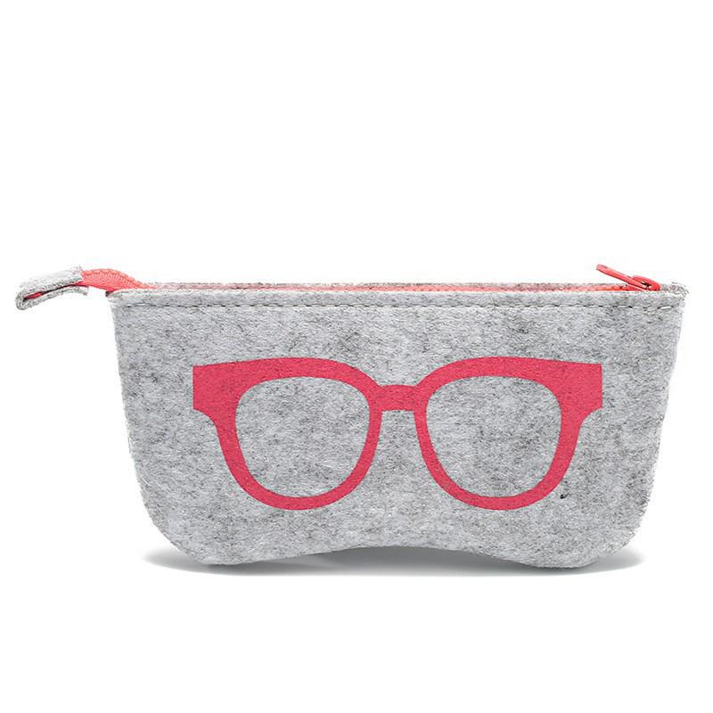 1pc Unisex Felt Glasses Bag Portable Glasses Storage Bag Travel Sunglasses Eyeglass Organizer Pencil Case Makeup Bag with Zipper