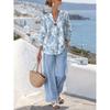 New European and American Style Sleeveless Digital Print Wide-Leg Pants Set Women's Summer Casual Fashion Two-Piece Trendy Style