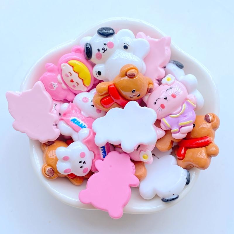 10Pcs New Cute Mini Rabbit, Dog, Bear, Cat Flat Back Resin Scrapbooking DIY Jewelry Craft Decoration Accessorie