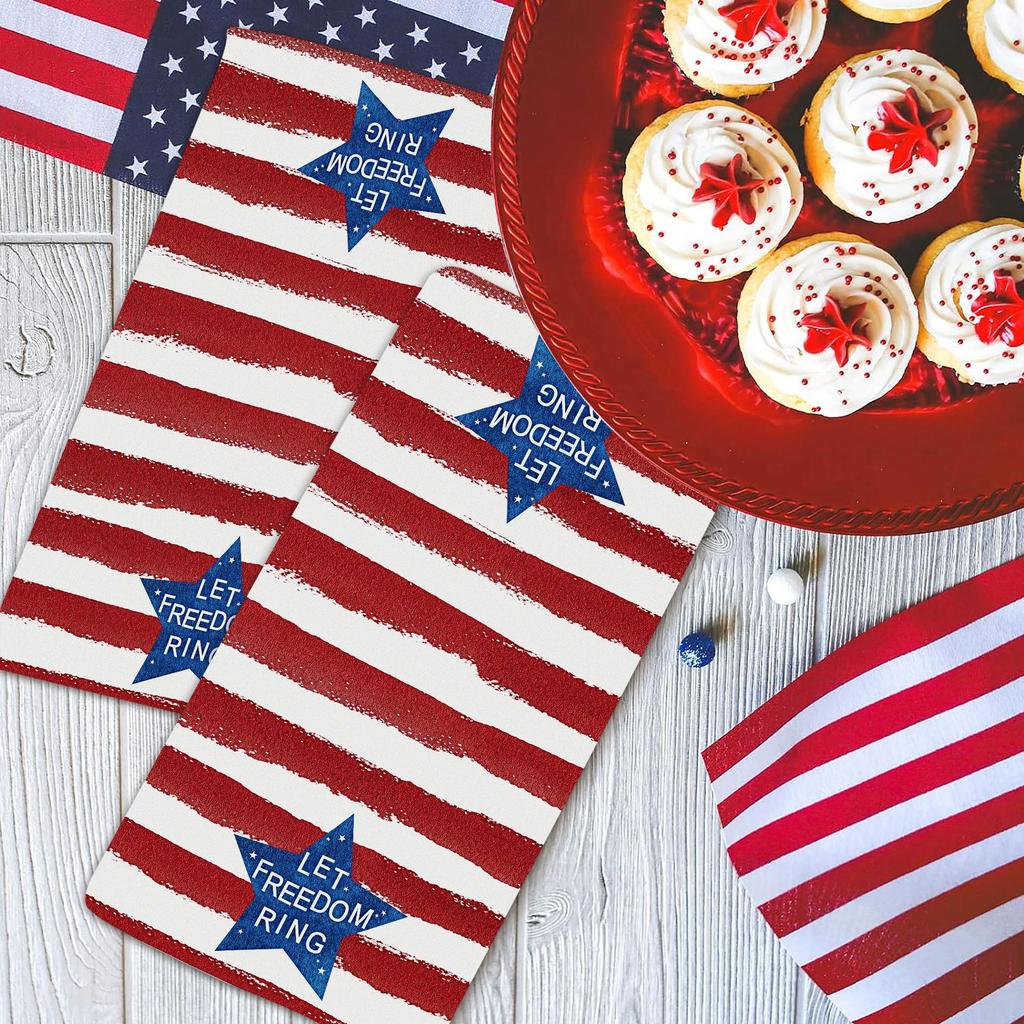Hot Sale Holiday Decoration Kitchen Towels Home Cleaning Rags Absorbent Towels Independence Day Printed Towels