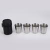 4pcs Portable Metal Drinking Cups 30ml Glasses for Hiking Picnics and Travel Comes Convenient PU Leather Case Drinkware