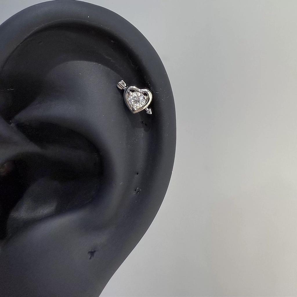 1 Pcs Pink Love Heart Wings Star Pendant Ear Bone Nail 316L Stainless Steel Piercing Earring Punk Jewelry Women Accessories