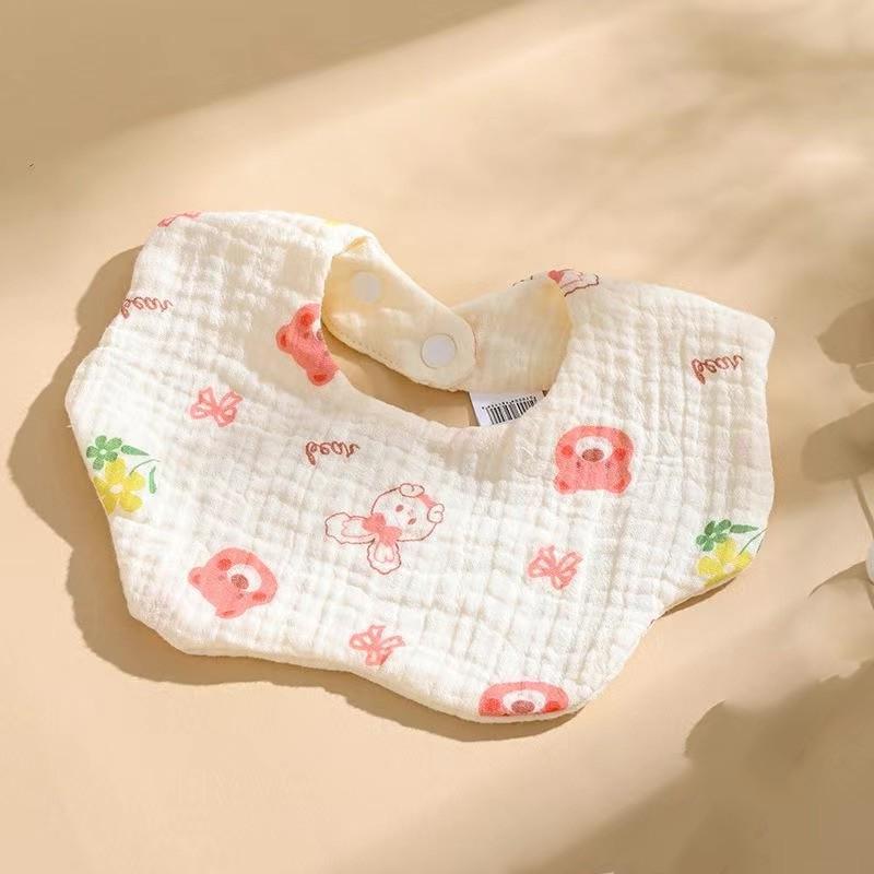 Cross-Border Six-Layer Cotton Crepe Baby Drool Bib - Pure Cotton Crinkled Gauze Marshmallow Bib