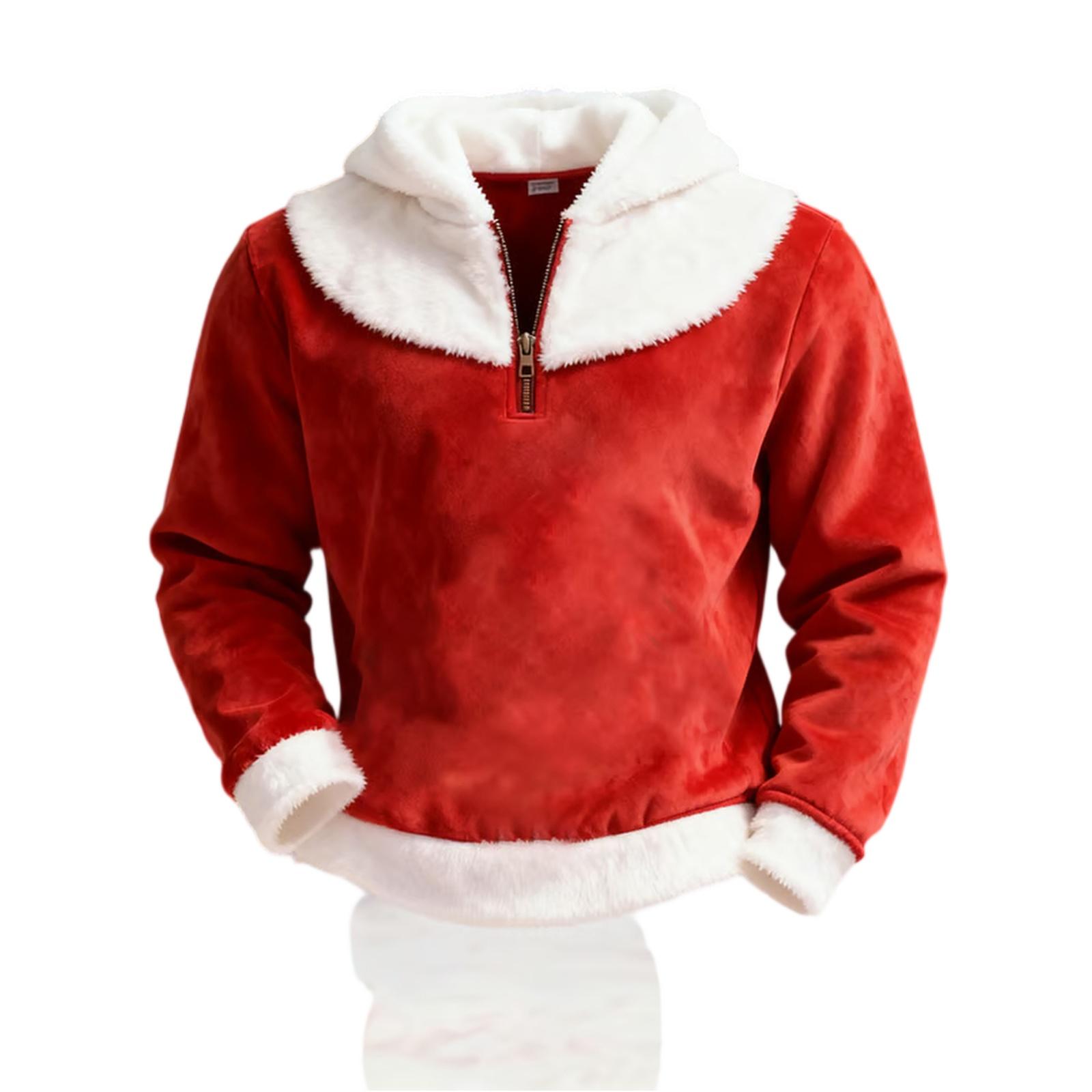 

Мужской плюшевый свитшот с длинным рукавом и теплым воротником на молнии для осени и зимы M красный