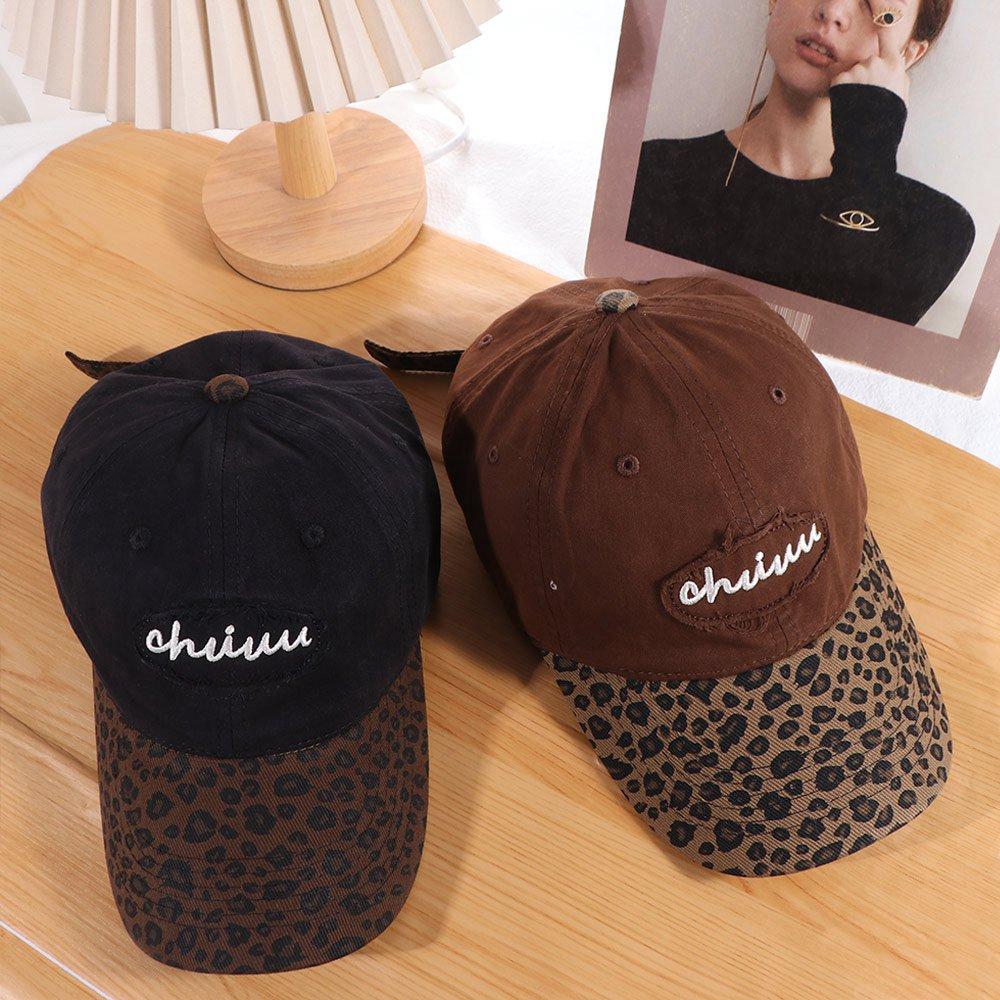 Adjustable Embroidered Baseball Cap Cotton Y2k Peaked Cap Retro Leopard Baseball Hat Teenagers