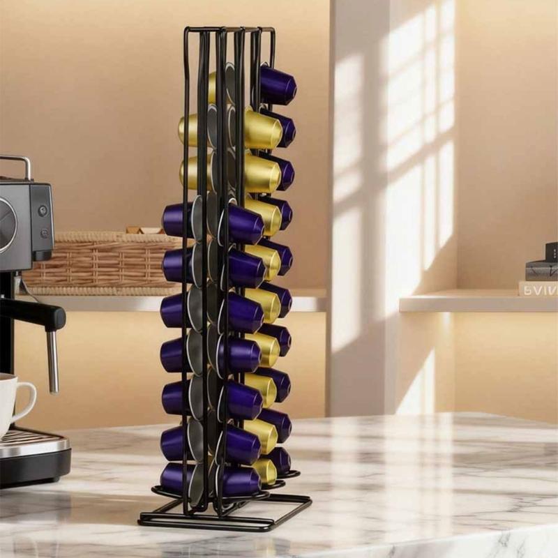 Elegant Iron Constructed Coffee Pod Display Rack With Capacity For 60 Unit Ideal Gift Coffee Enthusiasts Stylish Functional