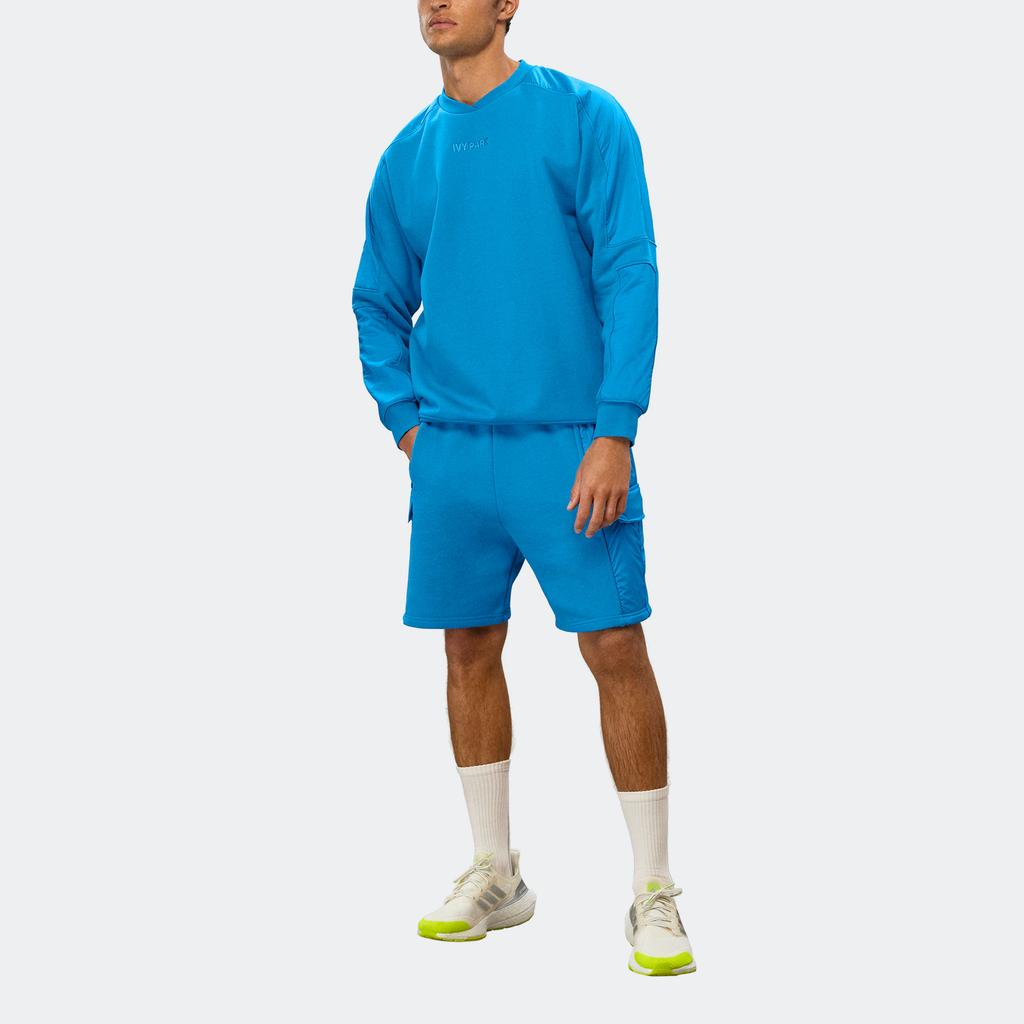 Adidas X Ivy Park Ivy Park Co-Branded Logo Embroidered Pullover Crew Neck Sweatshirt Unisex Tops Blue HR3661