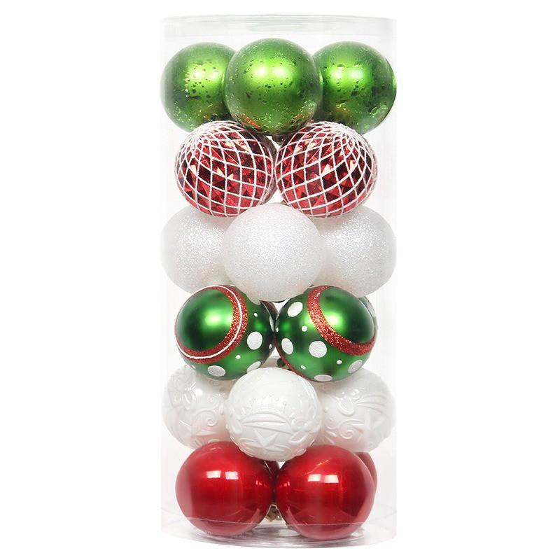 6cm Christmas Balls Set 24Pcs Electroplated Glitter Ornaments Xmas Tree Decor