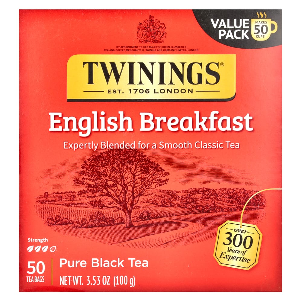 Twinings Pure Black Tea English Breakfast, 50 Tea Bags, 100g (3.53 oz)