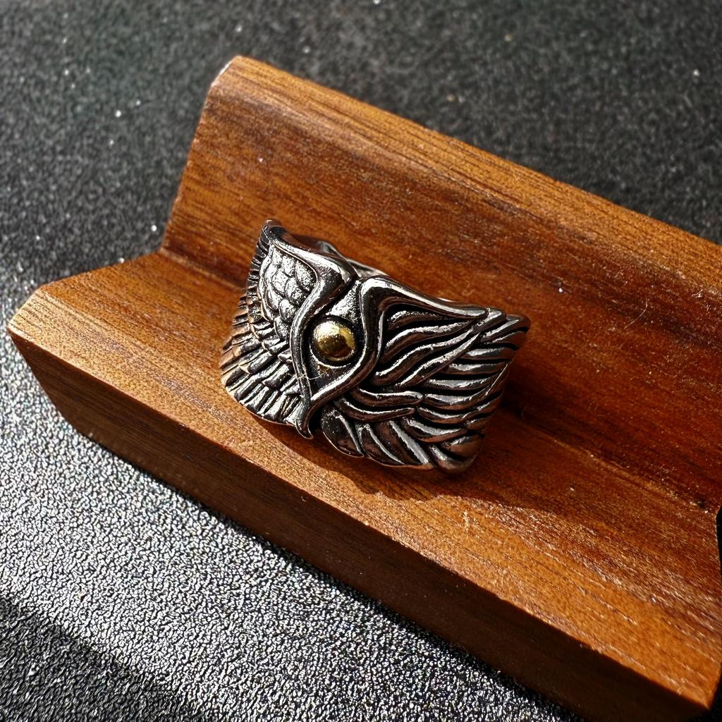 Retro Angel&Demon WIngs Adjustable Open Ring For Men Punk Gothic Edgy Jewelry Silver Color Bikers Accessories Vintage Gift