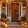 Fall Entryway Hanging Basket Faux Floral Swag Autumn Harvest Door Orange Gold Porch Decor