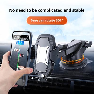 Soporte para Teléfono de Coche 360 Grados de Ángulo de Montaje Giratorio Altura Ajustable Automáticamente Universal para Salpicadero de Coche
