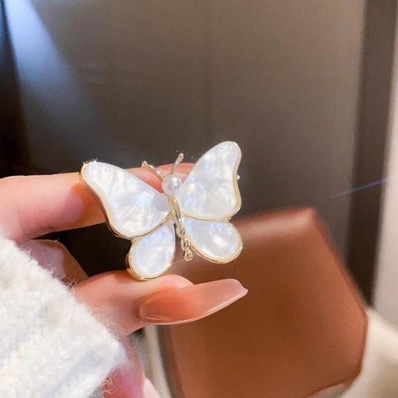 Fashionable Butterfly Shell Pearl Brooch, Anti-exposure Pin for Women, Metal Button To Fix Clothes, Wedding Party Gift