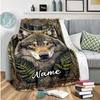 240Gm2 Wolf Nature Customize Your Name Outdoor Blanket Suitable For All Seasons Comfortable And Warm Soft Blanket Suitable For Travel Gifts For