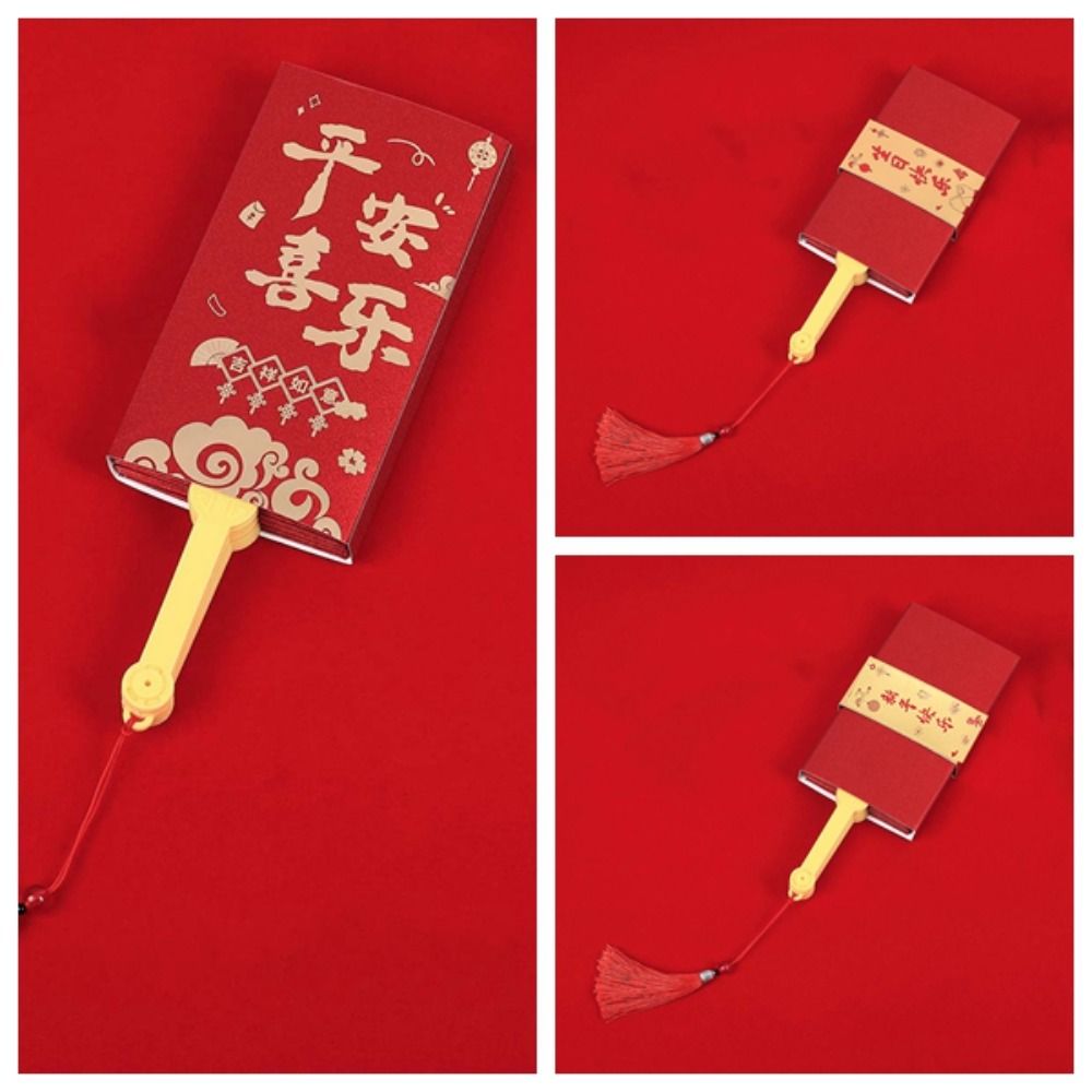 Traditional Fan Design Red Envelope 6/8/10 Cards Frosted Spring Festival Red Wallet Blessing Paper Hongbao