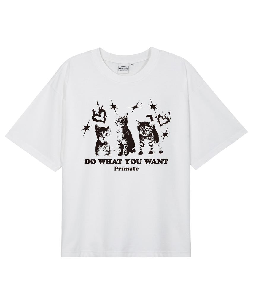 PRIMATE [Cool Cotton] Catitude Oversized Short Sleeve T-Shirt 8 Colors (B Type)