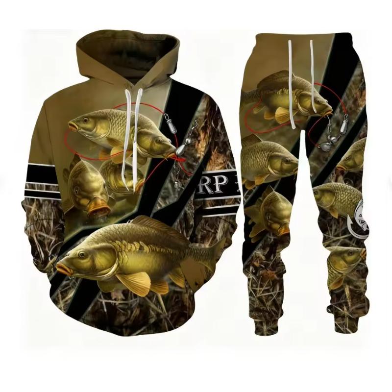 Convient aux Poissons Impression 3D Garçons Filles Sweat à Capuche Pantalon Ensembles 2 pièces Pêche Chasse Camping Vêtements pour Enfants Mode Enfant Vêtements de Sport d'Extérieur