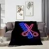 Artistic Pattern B-BarberS ShopS SignS Throw Lightweight 240g Flannel Blanket Soft Skin-friendly for Summer Cooling